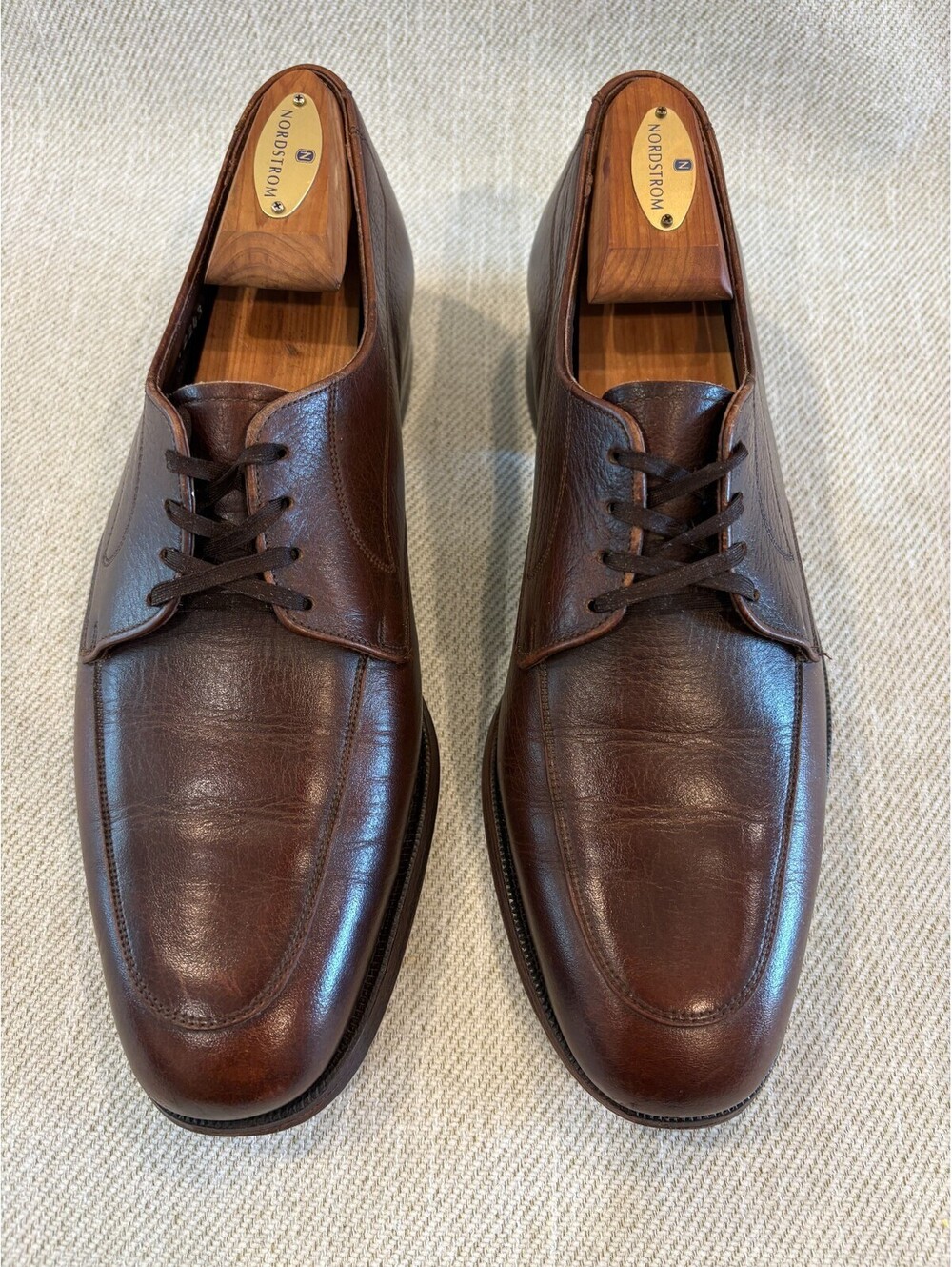 Vintage Florsheim Imperial Derby Shoes Mens 9.5 B Brown Leather Apron Toe